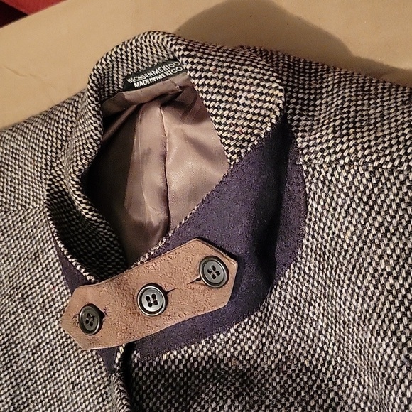 Vintage Brown Tweed Professor Blazer sports jacket leather patches on elbows - Picture 15 of 15